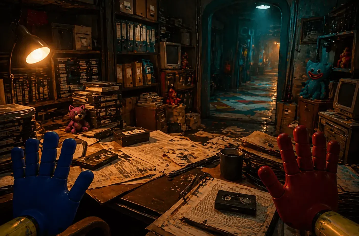 Expanded Storyline – Poppy Playtime Chapter 3 archive room with hidden factory secrets, story clues, and deeper narrative exploration