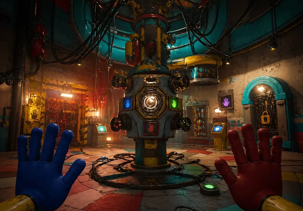 Advanced Puzzle Mechanics – Poppy Playtime Chapter 3 puzzle room with interactive machinery and logic-based gameplay